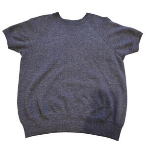 Vintage Artex Short Sleeve Raglan Sweatshirt Blank Heather Blue Large USA 70s